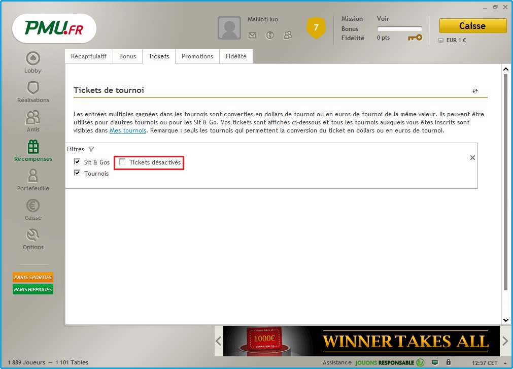 Lien filtres tickets
