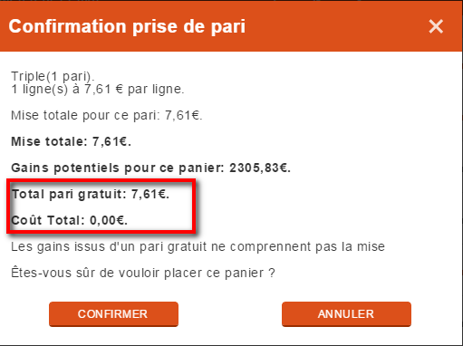 pari gratuit combiné