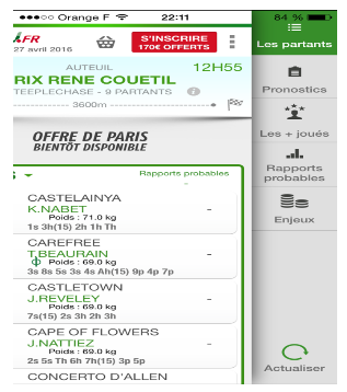 PMU Application Hippique - Enjeux