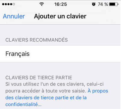 message avrtissement iphone