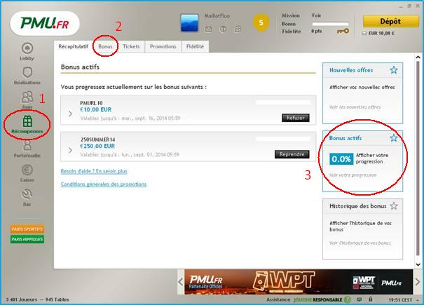 Activer un bonus poker