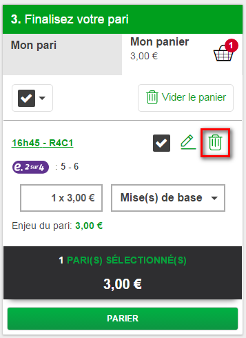 supprimer panier