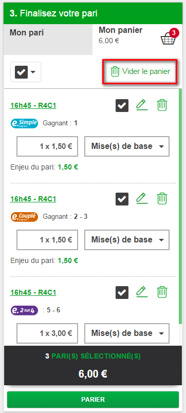 supprimer panier