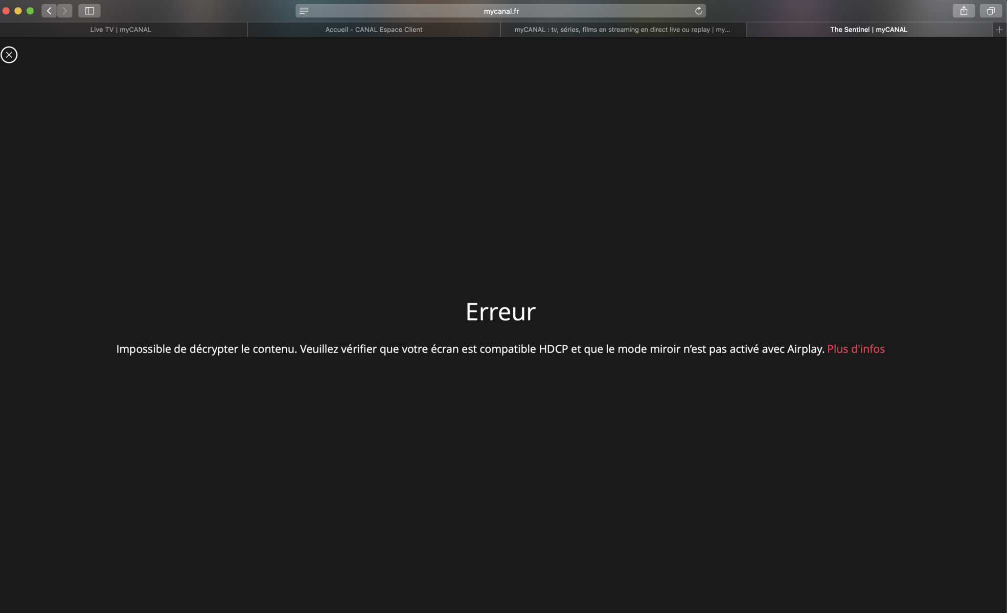 Impossible De Decrypter Le Contenu Hdcp Lecture très mauvaise de Live TV sur MacBook Pro 2018 - Avec Réponse(s)